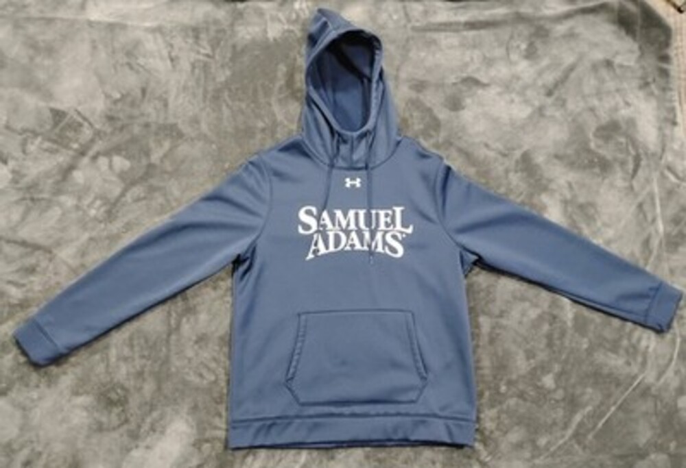 Under Armour Samuel Adams Blue Fleece Pullover Hoodie Men's M Loose Fit